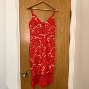 Gianni Bini Red Lace Midi Dress